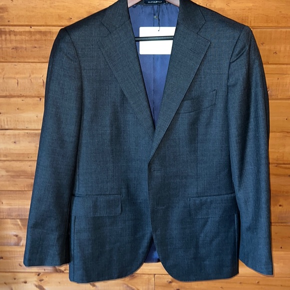 $499 SuitSupply Lazio slim fit charcoal gray Suit jacket VBC fabric 100% wool - Picture 3 of 11